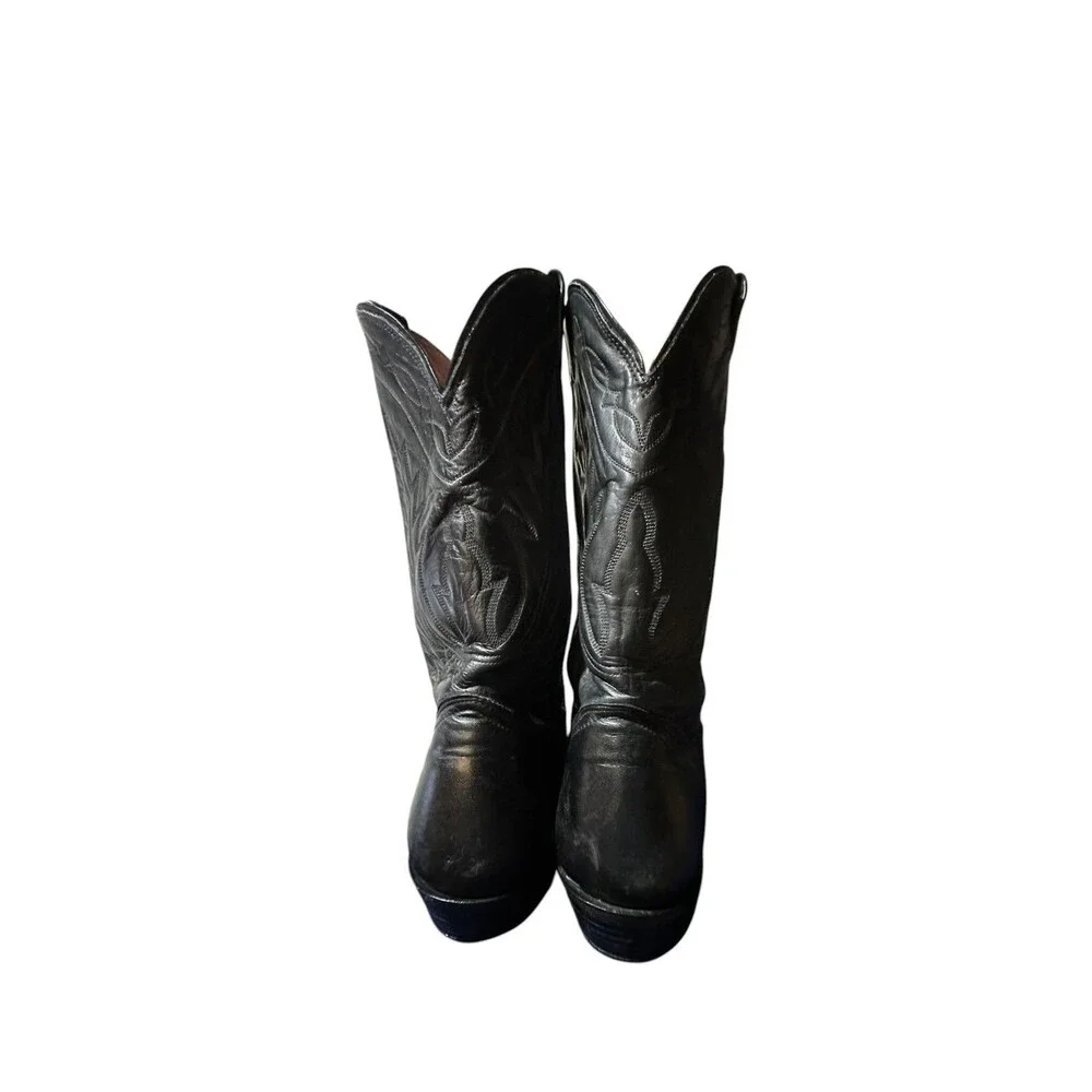 Nocona 7501 Black Deertan Leather Western Cowboy Boot Mens Sz 9.5 D Made in USA